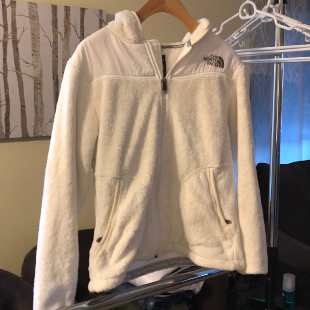 White hooded soft  zip up jacket